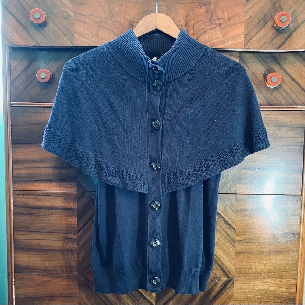 Cute navy button sweater from Anthropologie